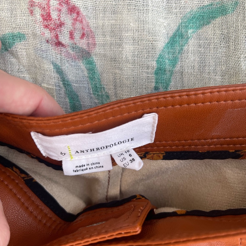 anthropologie brown vegan leather short and jacket set - Picture 3 of 8